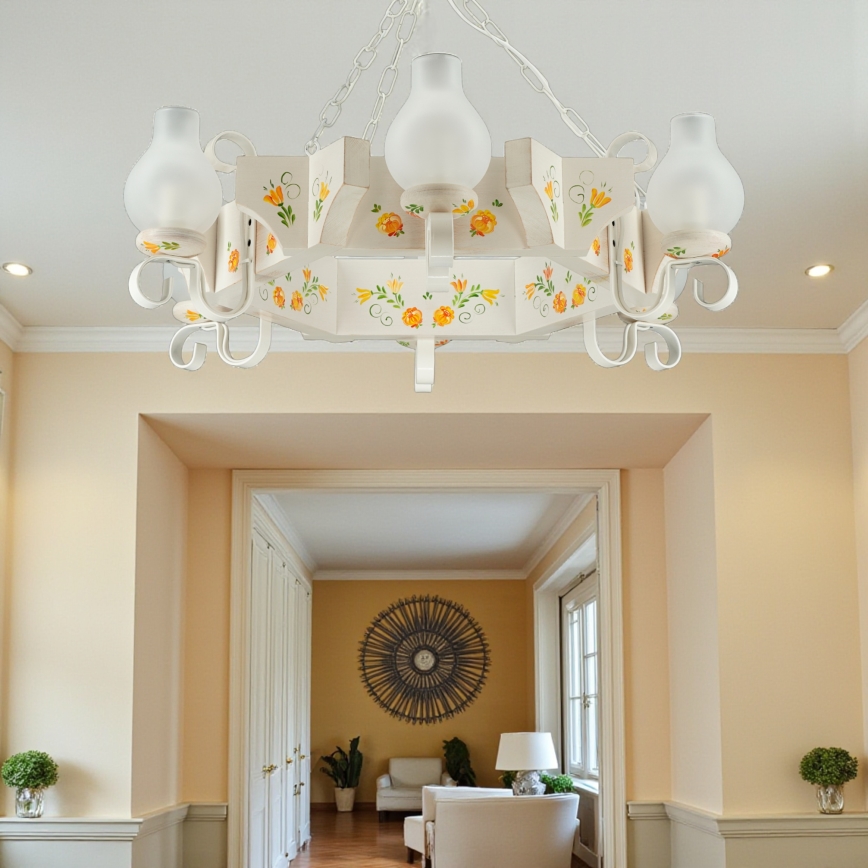 Brilagi - Ketiga lühter QUEEN 6xE14/40W/230V pöök/kreemjas