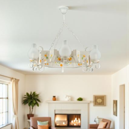 Brilagi - Ketiga lühter QUEEN 6xE14/40W/230V pöök/kreemjas