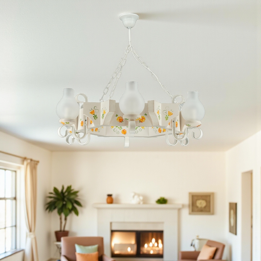 Brilagi - Ketiga lühter QUEEN 6xE14/40W/230V pöök/kreemjas