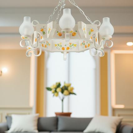 Brilagi - Ketiga lühter QUEEN 6xE14/40W/230V pöök/kreemjas