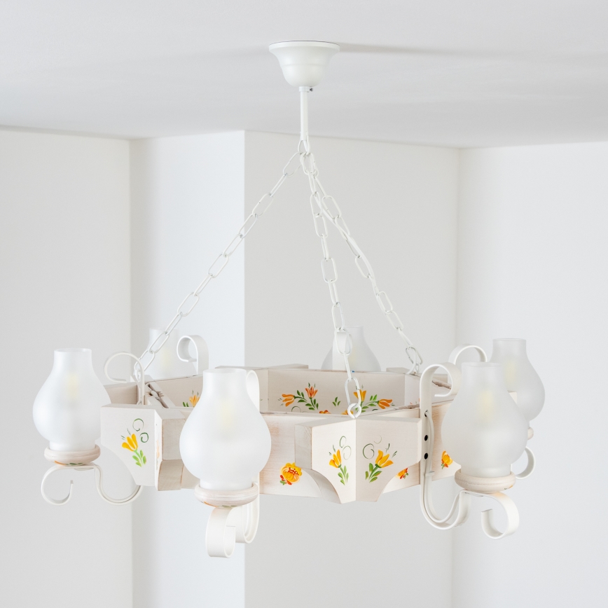 Brilagi - Ketiga lühter QUEEN 6xE14/40W/230V pöök/kreemjas