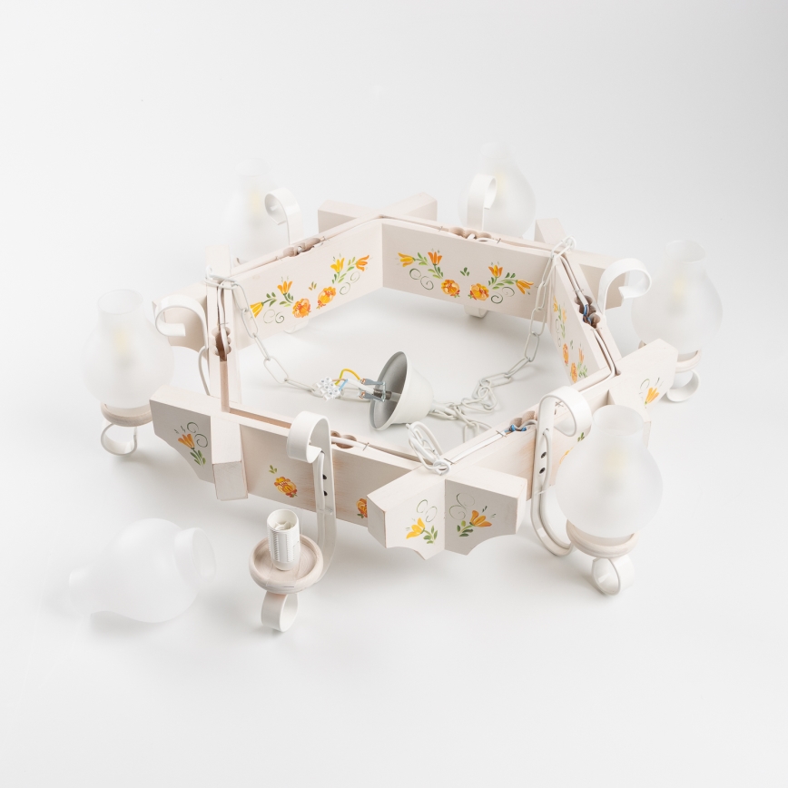 Brilagi - Ketiga lühter QUEEN 6xE14/40W/230V pöök/kreemjas