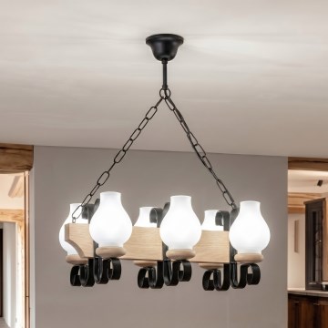 Brilagi - Ketiga lühter QUEEN 6xE14/40W/230V tamm