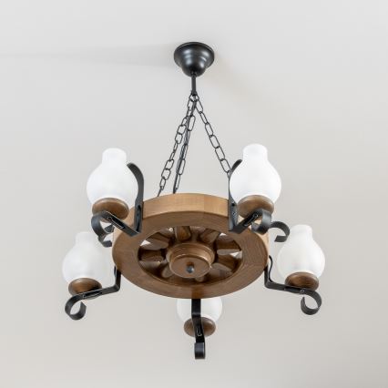 Brilagi - ketiga lühter ROATA 5xE14/40W/230V, läbimõõt 50 cm, pöök/pähkel