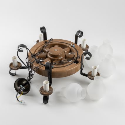 Brilagi - ketiga lühter ROATA 5xE14/40W/230V, läbimõõt 50 cm, pöök/pähkel