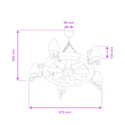 Brilagi - ketiga lühter ROATA 5xE14/40W/230V, läbimõõt 70 cm, pöök