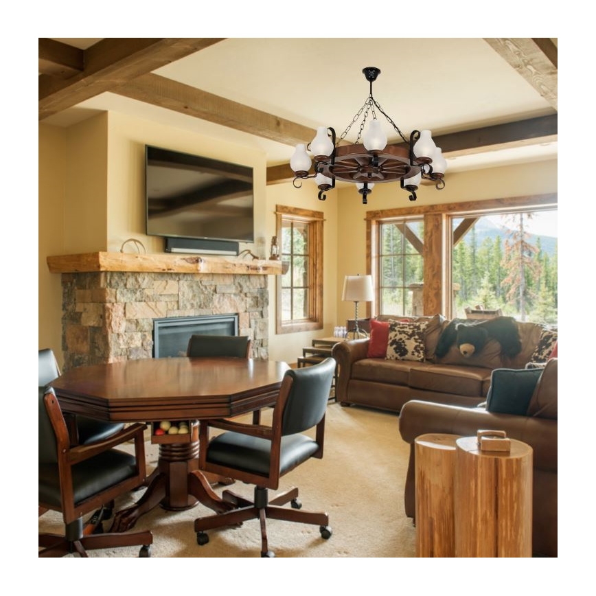 Brilagi - ketiga lühter ROATA 8xE14/40W/230V Ø 70 cm pöök/pähkel