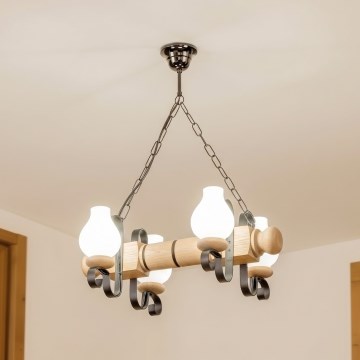 Brilagi - ketiga lühter RUSTIC 4xE14/40W/230V tamm