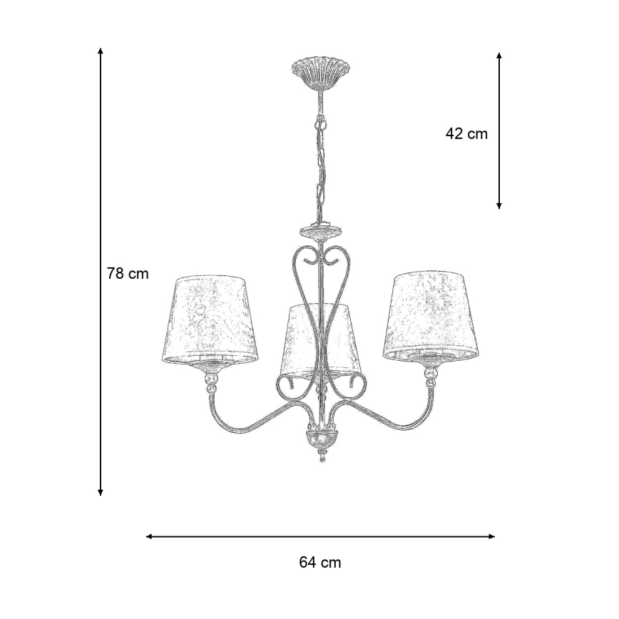 BRILAGI - Ketiga lühter SONIA 3xE27/15W/230V läbimõõt 64 cm kreemjas/patina