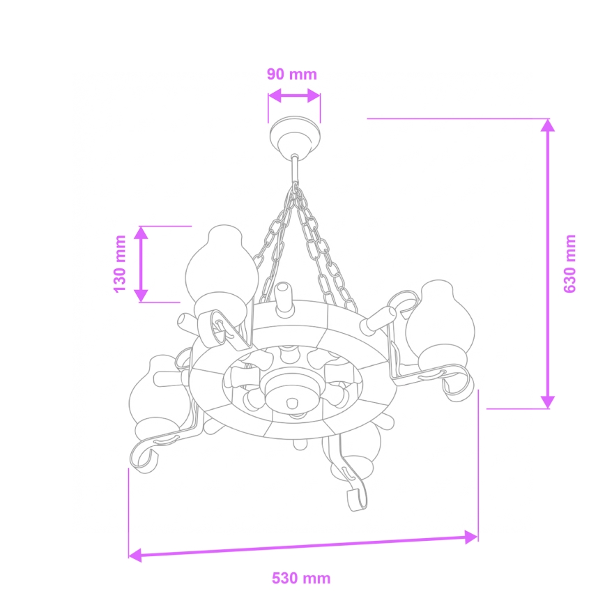Brilagi - Ketiga lühter TIMONA 4xE14/40W/230V Ø 50 cm pöök
