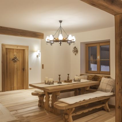 Brilagi - Ketiga lühter TIMONA 8xE14/40W/230V läbimõõt 70 cm pöök/pähkel