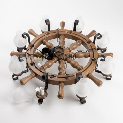 Brilagi - Ketiga lühter TIMONA 8xE14/40W/230V läbimõõt 70 cm pöök/pähkel