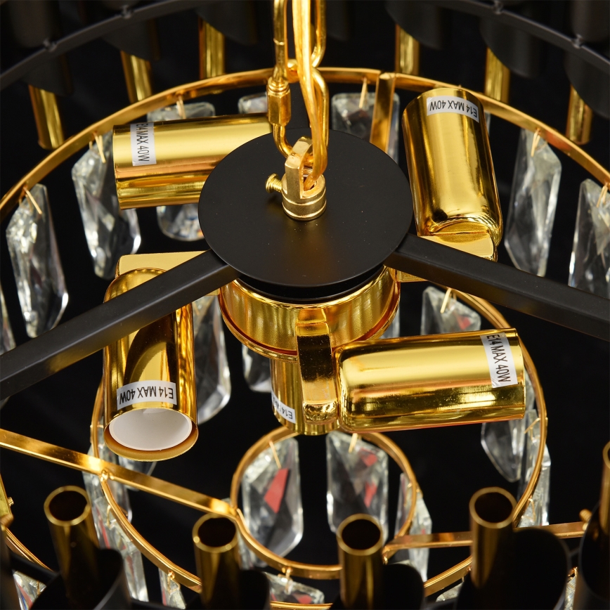 Brilagi - ketiga ripp-lühter ECLIPSE 5xE14/10W/230V, läbimõõt 38 cm, must/kuldne