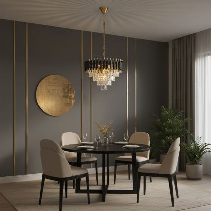 Brilagi - Ketiga ripp-lühter ECLIPSE 7xE14/10W/230V läbimõõt 48 cm must/kuldne