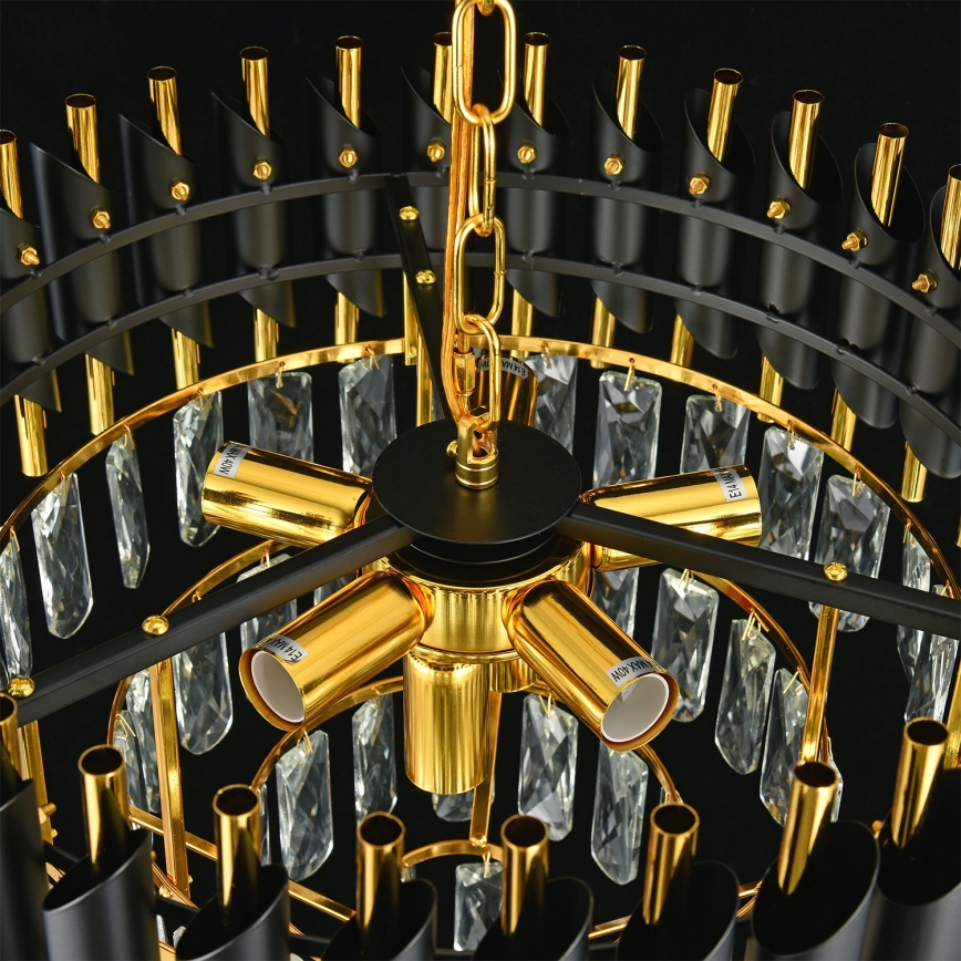 Brilagi - Ketiga ripp-lühter ECLIPSE 7xE14/10W/230V läbimõõt 48 cm must/kuldne