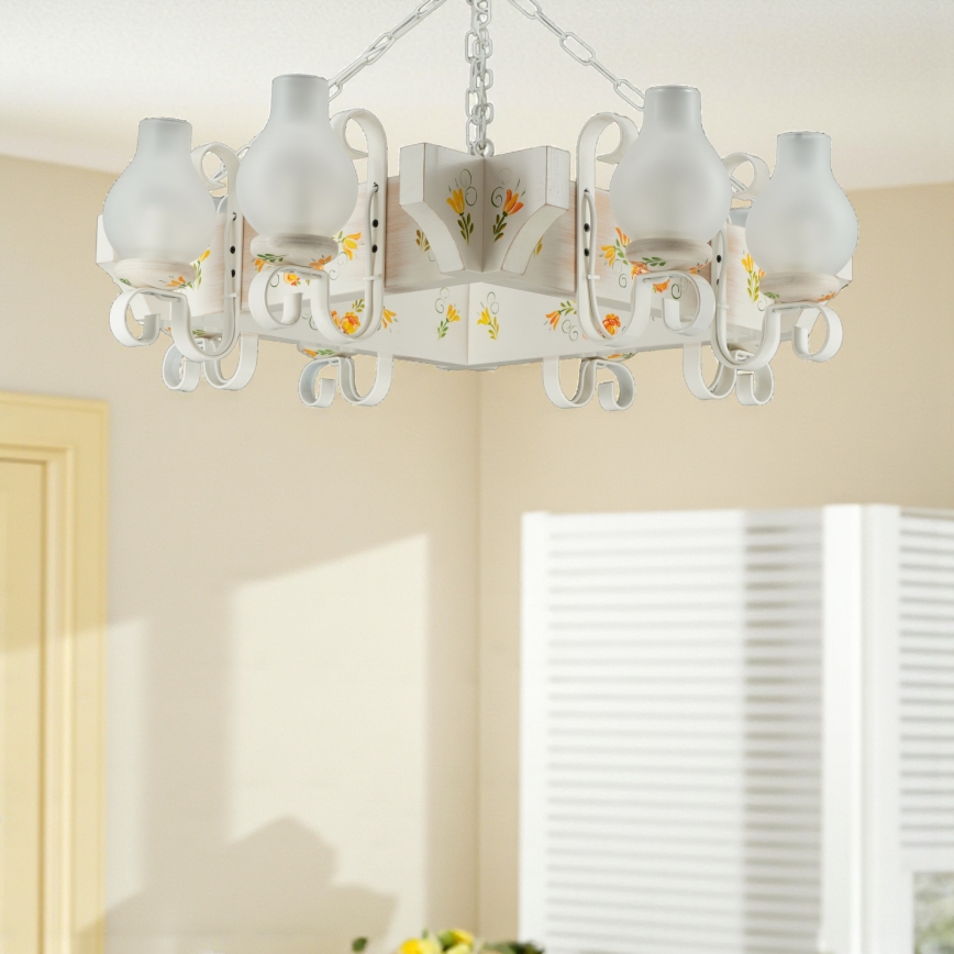 Brilagi - Ketiga ripp-lühter QUEEN 8xE14/40W/230V pöök/kreemjas