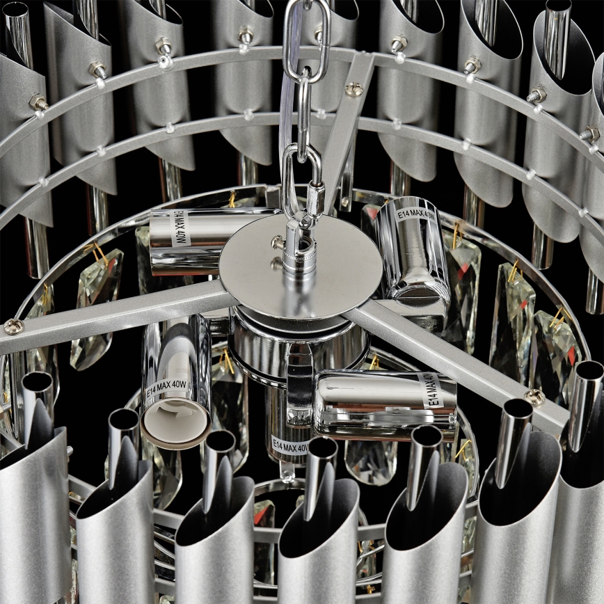 Brilagi - ketiga ripplühter ECLIPSE 5xE14/10W/230V, läbimõõt 38 cm, hõbedane