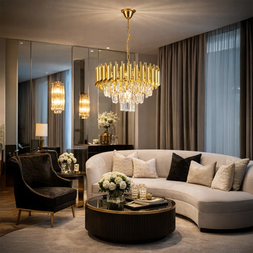 Brilagi - ketiga ripplühter ECLIPSE 5xE14/10W/230V, läbimõõt 38 cm, kuldne