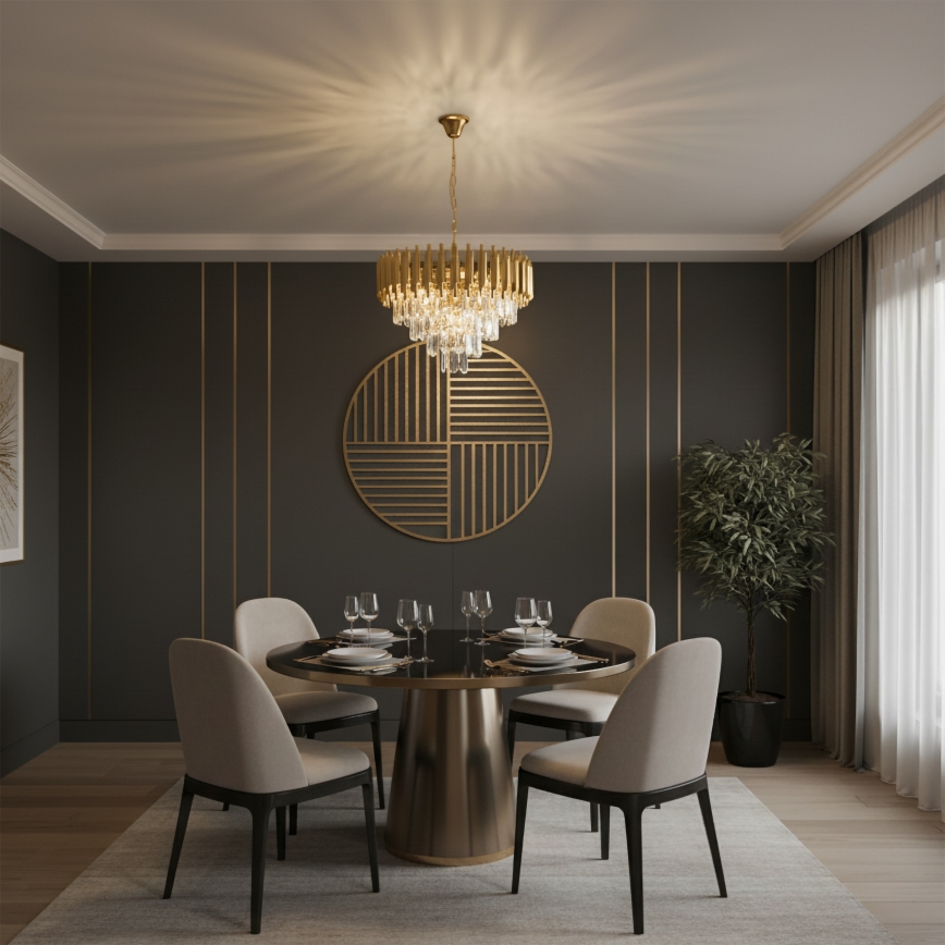 Brilagi - Ketiga ripplühter ECLIPSE 7xE14/10W/230V, läbimõõt 48 cm, kuldne