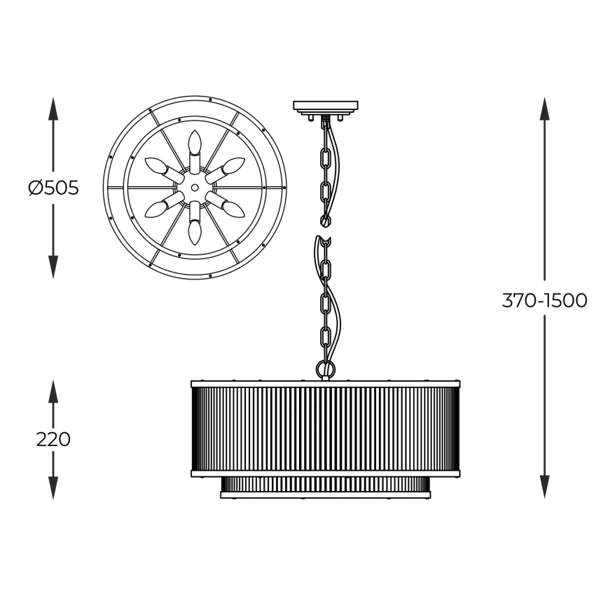 Brilagi - ketiga ripplühter RAMOS 6xE14/60W/230V kuldne