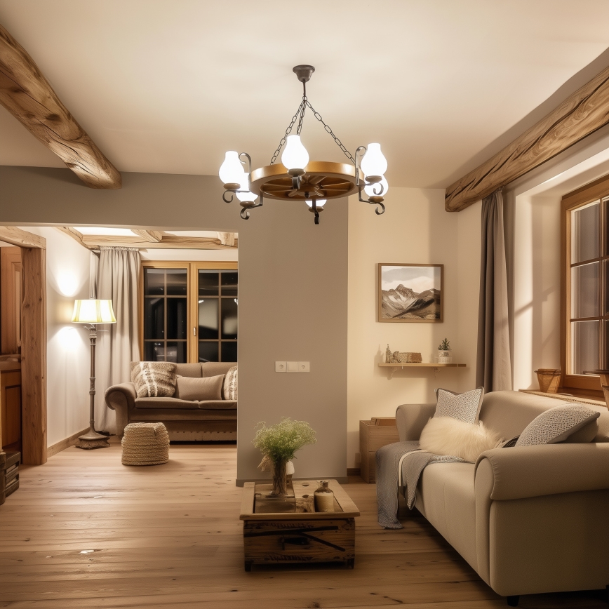 Brilagi - Ketiga ripplühter ROATA 6xE14/40W/230V läbimõõt 70 cm pöök/pähkel