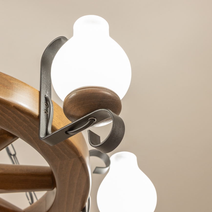 Brilagi - Ketiga ripplühter ROATA 6xE14/40W/230V läbimõõt 70 cm pöök/pähkel