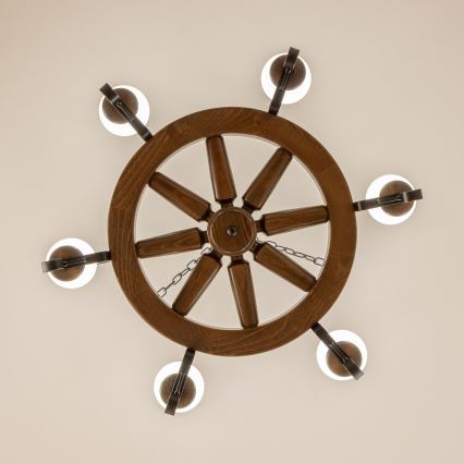 Brilagi - Ketiga ripplühter ROATA 6xE14/40W/230V läbimõõt 70 cm pöök/pähkel