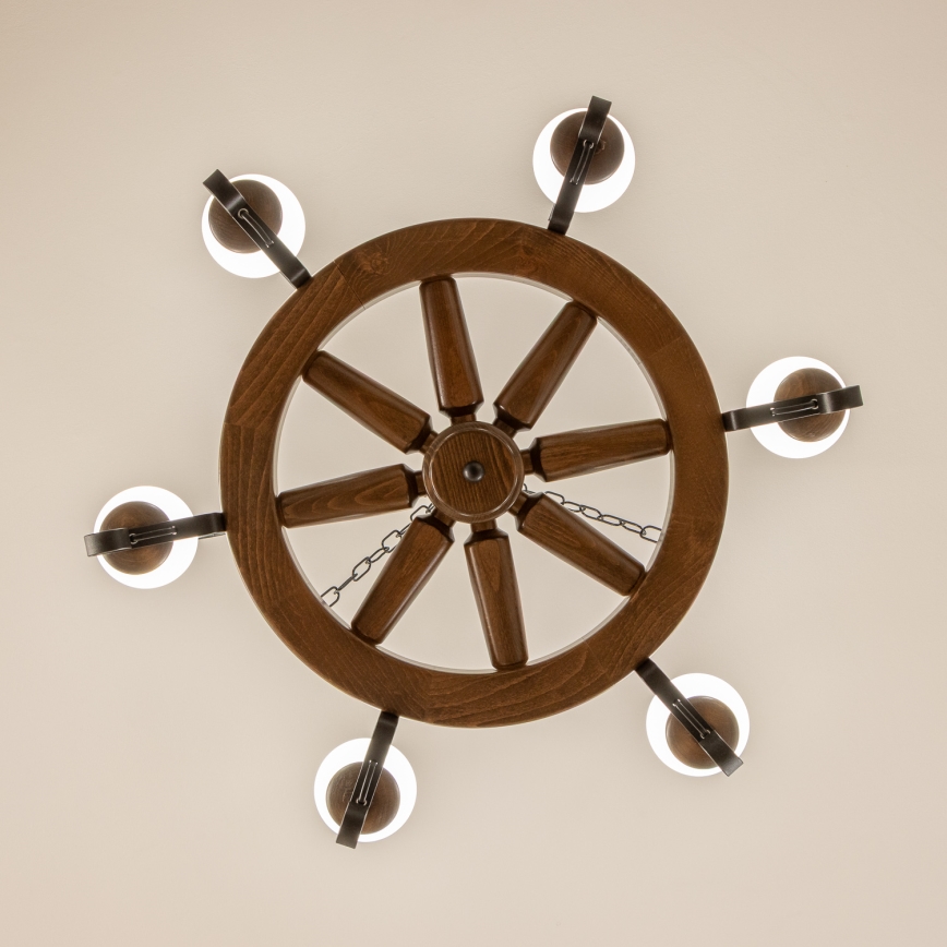 Brilagi - Ketiga ripplühter ROATA 6xE14/40W/230V läbimõõt 70 cm pöök/pähkel