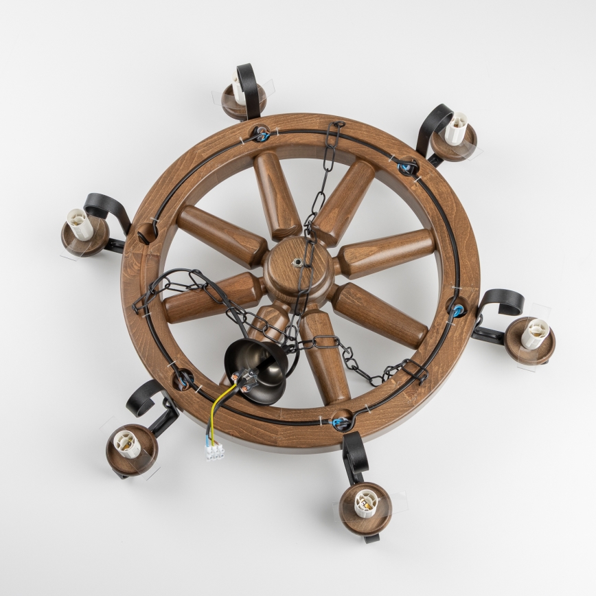 Brilagi - Ketiga ripplühter ROATA 6xE14/40W/230V läbimõõt 70 cm pöök/pähkel