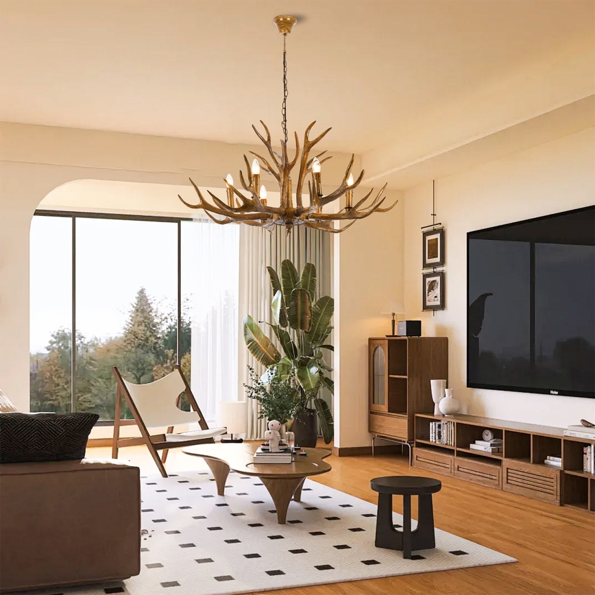 Brilagi - ketiga rippuv lühter DEER 6xE14/10W/230V, Ø 102 cm, sarvede kujundusega