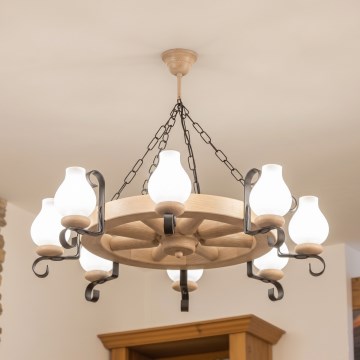 Brilagi - ketiga rippuv lühter ROATA 8xE14/40W/230V tamm
