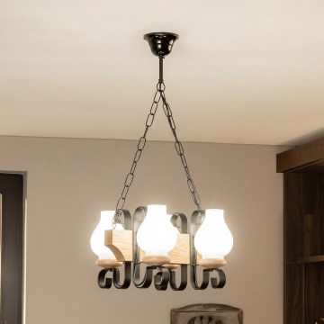 Brilagi - kettaga lühter QUEEN 4xE14/40W/230V tamm