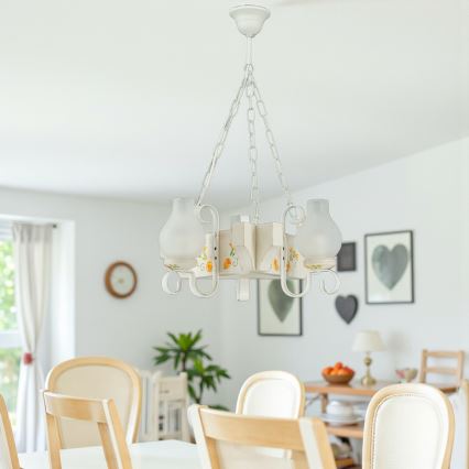 Brilagi - Kettaga rippuv lühter QUEEN 3xE14/40W/230V pöök/kreemjas