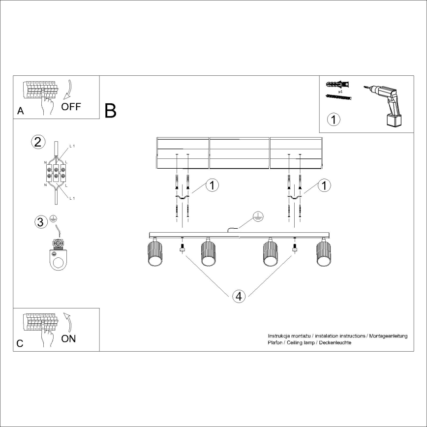 Brilagi - Kohtvalgusti CRESTO 4xGU10/10W/230V must