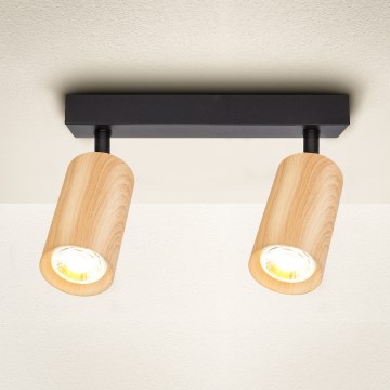 Brilagi - Kohtvalgusti SELE 2xGU10/30W/230V must/tammepuidu kaunistus