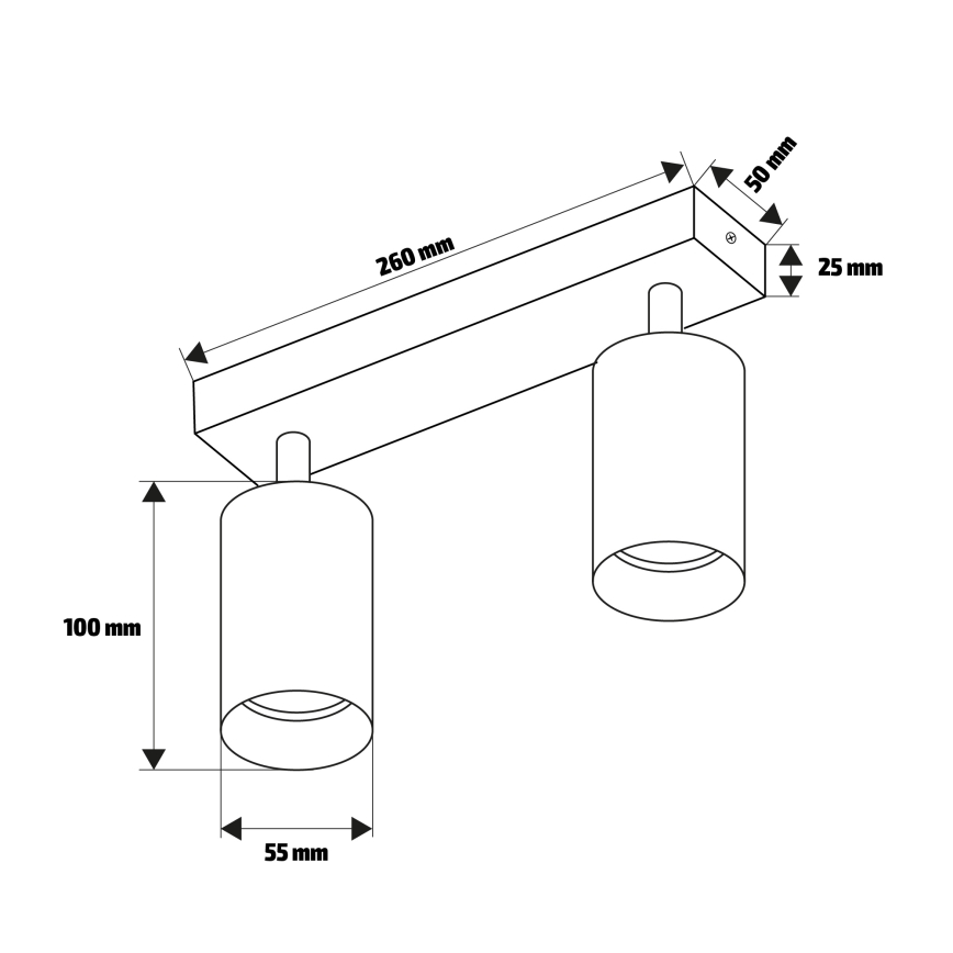Brilagi - Kohtvalgusti SELE 2xGU10/30W/230V must/tammepuidu kaunistus