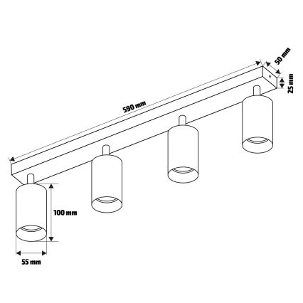 Brilagi - Kohtvalgusti SELE 4xGU10/30W/230V must/kuldne