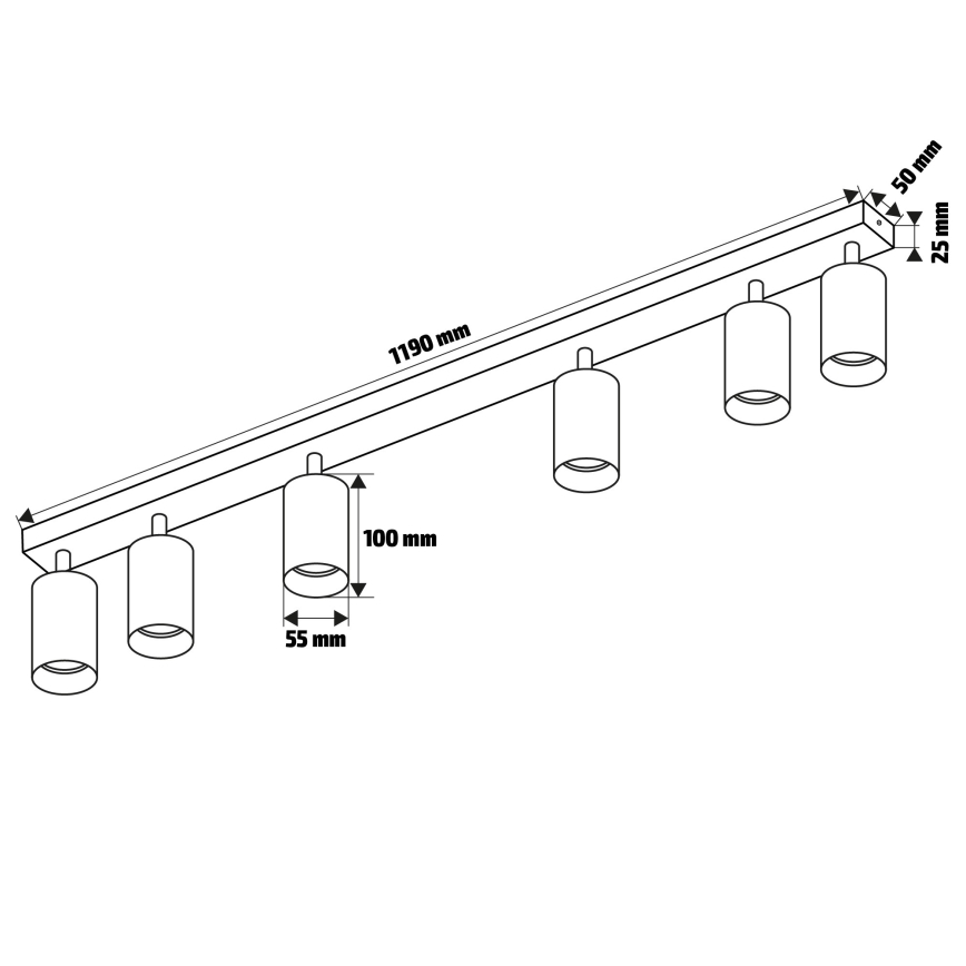Brilagi - Kohtvalgusti SELE 6xGU10/30W/230V must/tammepuidu kaunistus