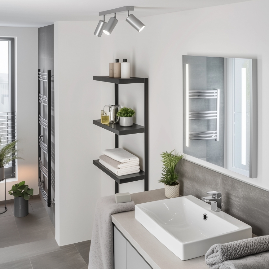 Brilagi - Kohtvalgusti vannituppa SELE 3xGU10/30W/230V IP44 hõbedane