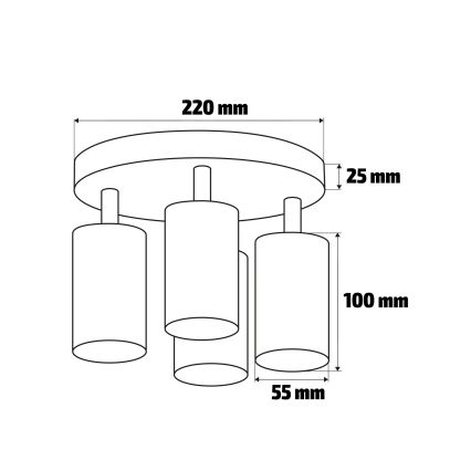 Brilagi - Kohtvalgusti vannituppa SELE AQUA 4xGU10/30W/230V IP44 must
