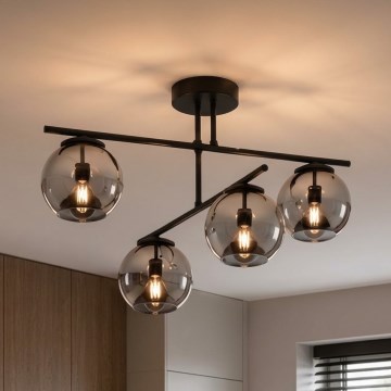 BRILAGI - Lae külge kinnitatav lühter DIOR 4xE27/60W/230V must/suitsuhall