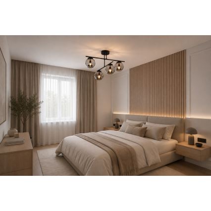 BRILAGI - Lae külge kinnitatav lühter DIOR 4xE27/60W/230V must/suitsuhall