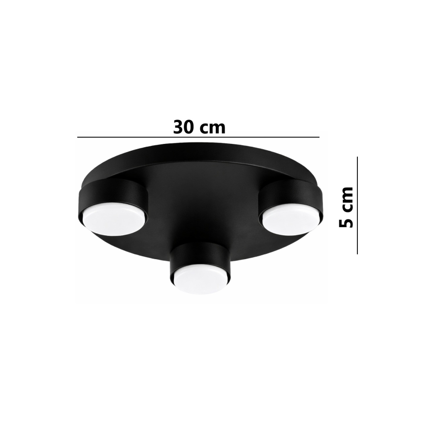 Brilagi - laelamp 3xGX53/12W/230V läbimõõt 30 cm must