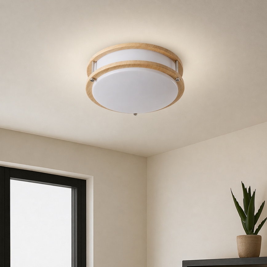 Brilagi - laelamp ELARO 2xE27/40W/230V Ø 26 cm puidutooniga