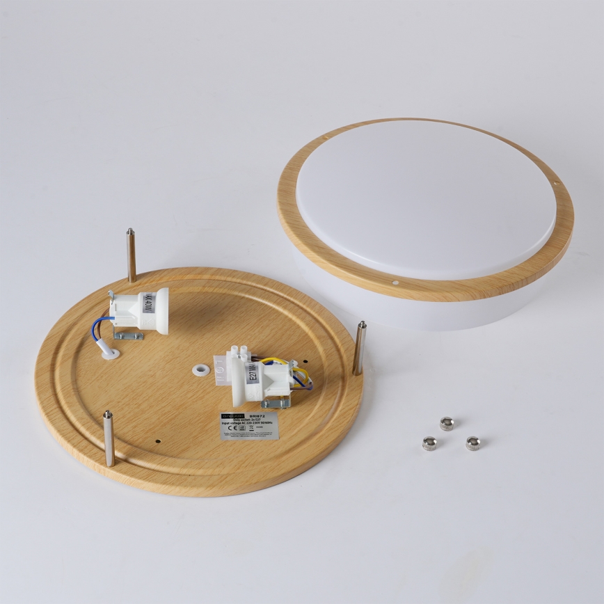 Brilagi - laelamp ELARO 2xE27/40W/230V Ø 26 cm puidutooniga