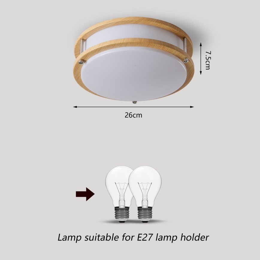 Brilagi - laelamp ELARO 2xE27/40W/230V Ø 26 cm puidutooniga