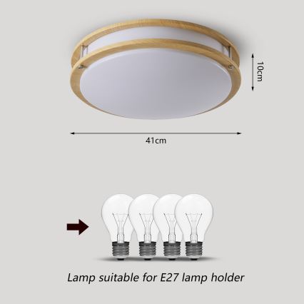 Brilagi - laelamp ELARO 4xE27/40W/230V Ø 41 cm puiduefektiga