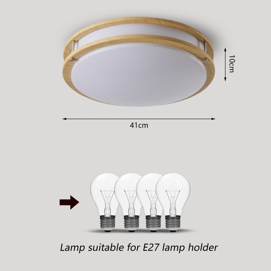 Brilagi - laelamp ELARO 4xE27/40W/230V Ø 41 cm puiduefektiga