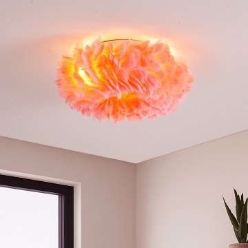 BRILAGI - Laelamp FEATHER 3xE27/40W/230V läbimõõt 40 cm roosa