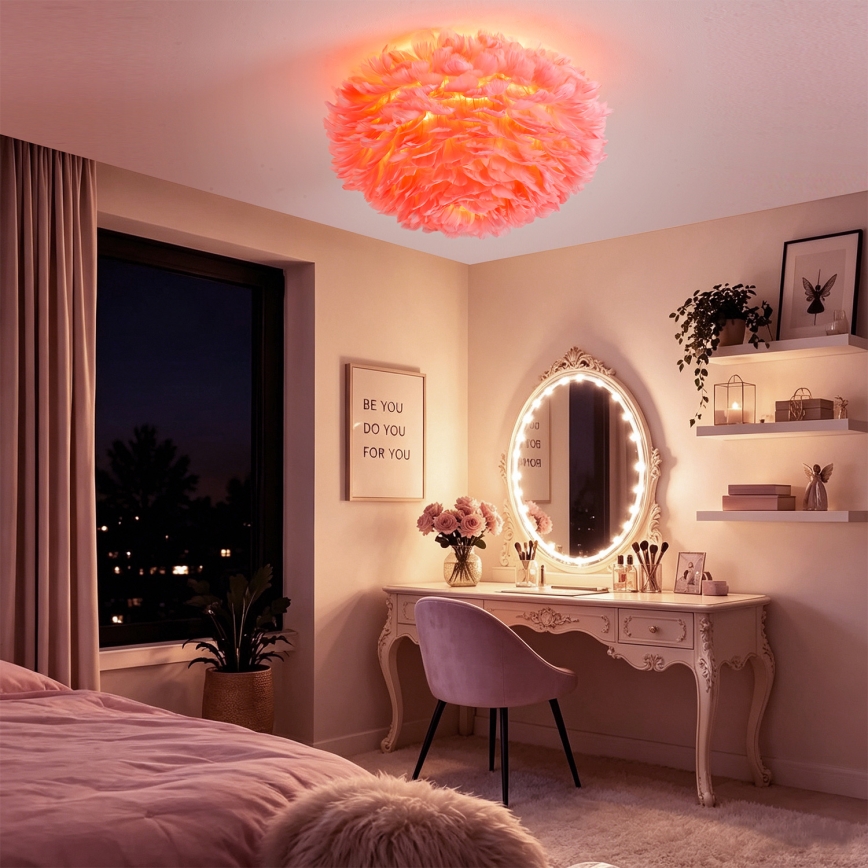 BRILAGI - Laelamp FEATHER 3xE27/40W/230V, läbimõõt 50 cm, roosa